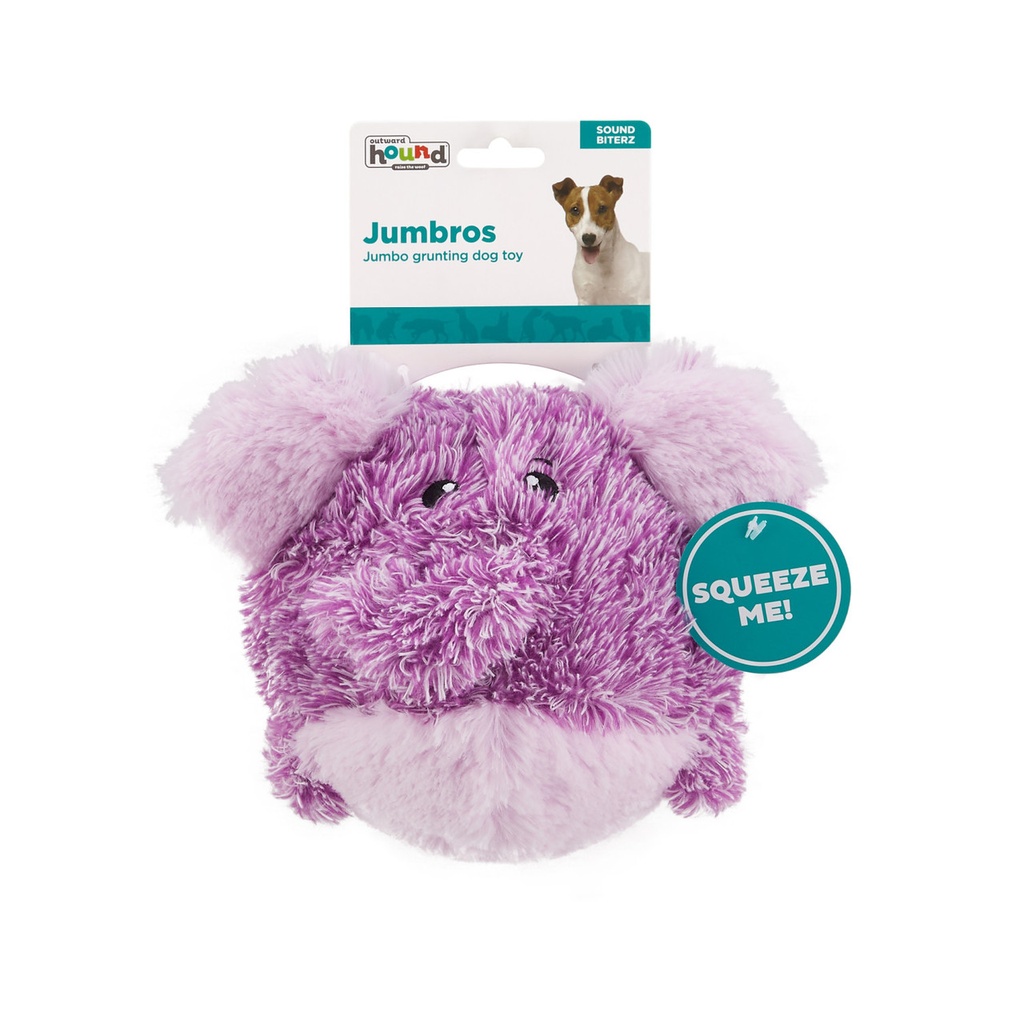 OUTWARD HOUND Jumbros Grunting Dog Toy Ball Purple Elephant