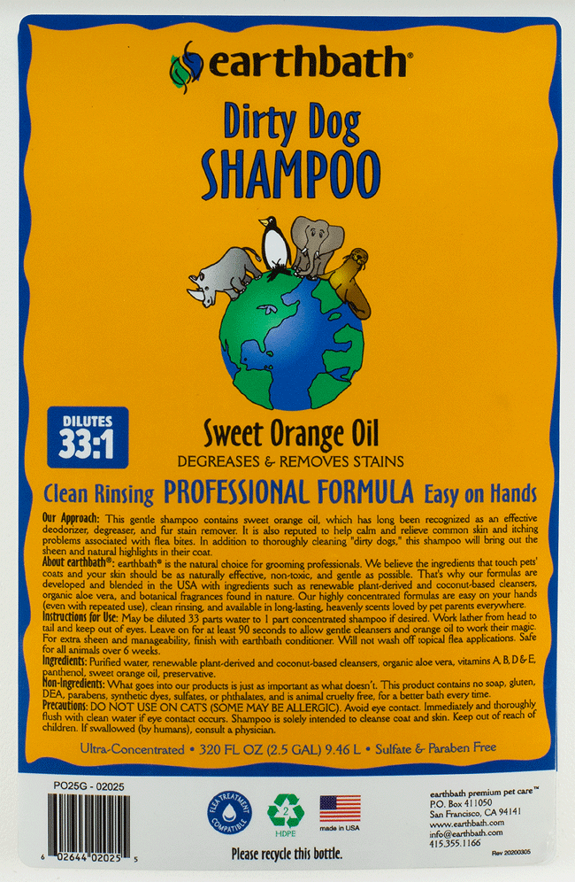 EARTHBATH Dirty Dog Shampoo 2.5 Gallons