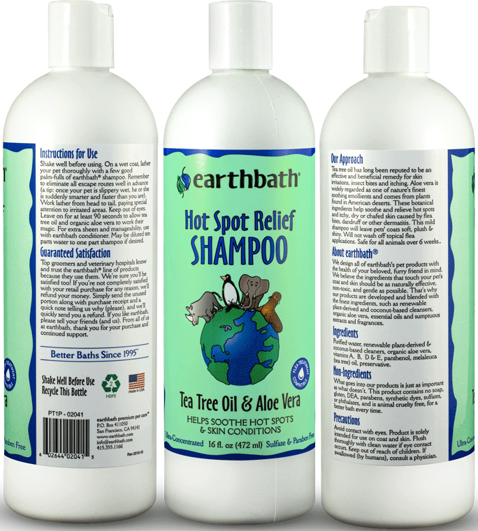 EARTHBATH Hot Spot Relief Shampoo Tea Tree Oil & Aloe Vera 16oz