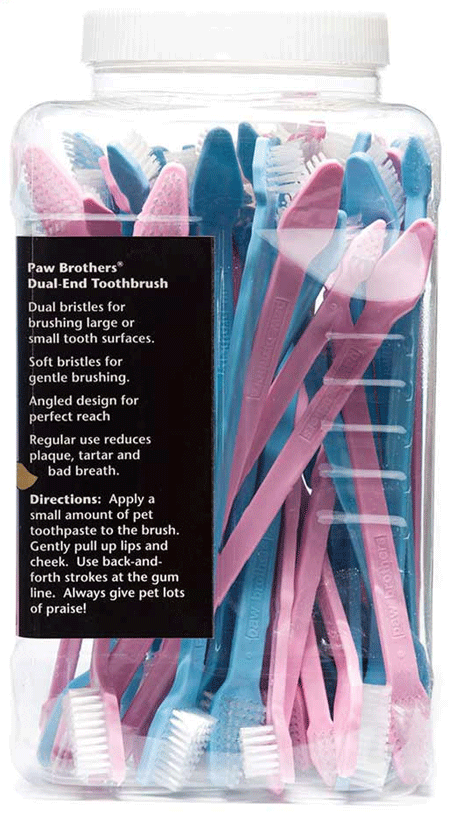 PAW BROTHERS Dual-End Toothbrush 50ct Container