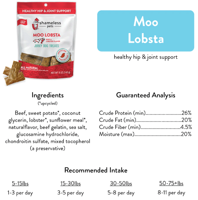 SHAMELESS PETS Jerky Bites Moo Lobsta 5oz