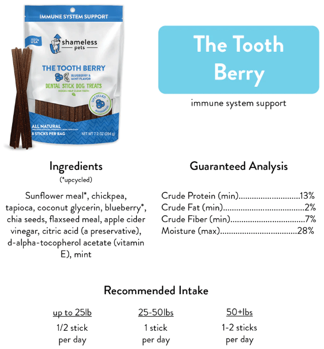 SHAMELESS PETS Dental Sticks The Tooth Berry 7.2oz