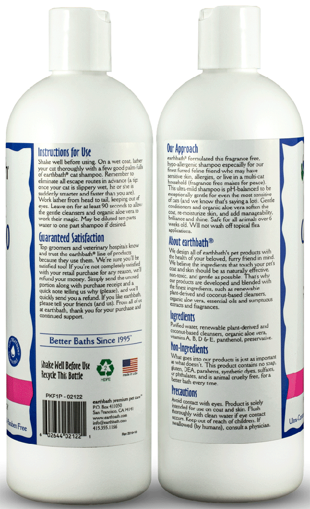 EARTHBATH Hypo-Allergenic Cat Shampoo Fragrance Free 16oz