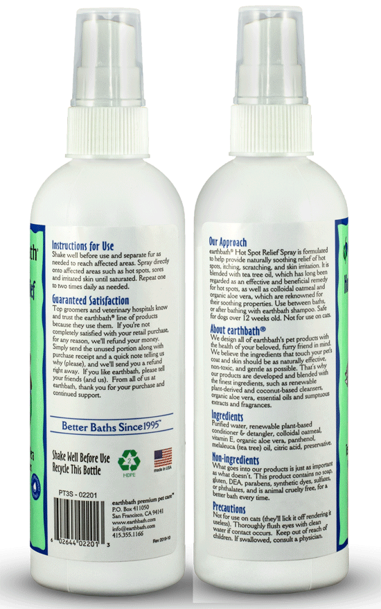 EARTHBATH Hot Spot Relief Spray Tea Tree Oil & Aloe Vera 8oz