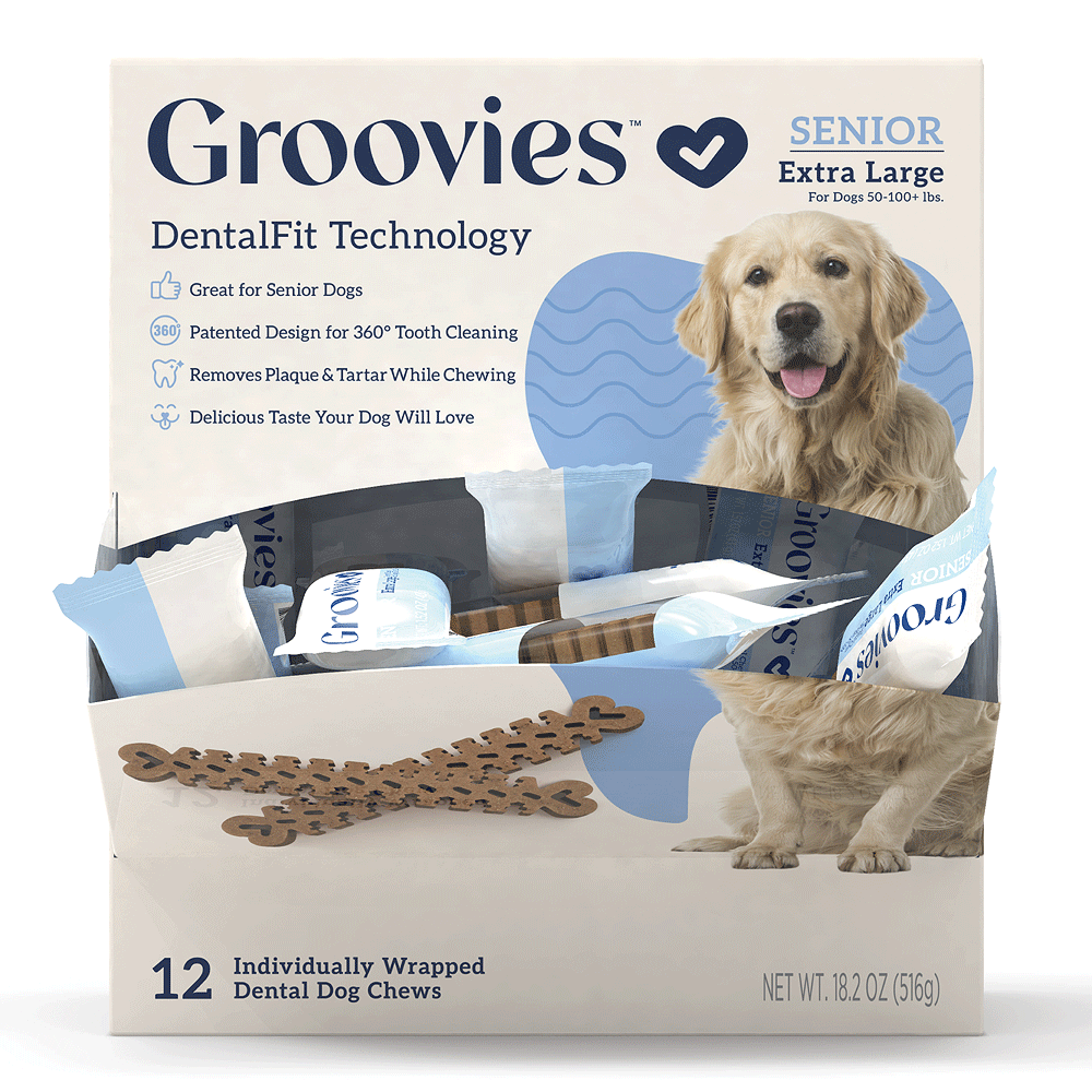 GROOVIES Senior Dog Dental Chews Gravity Box X-Large 12ct