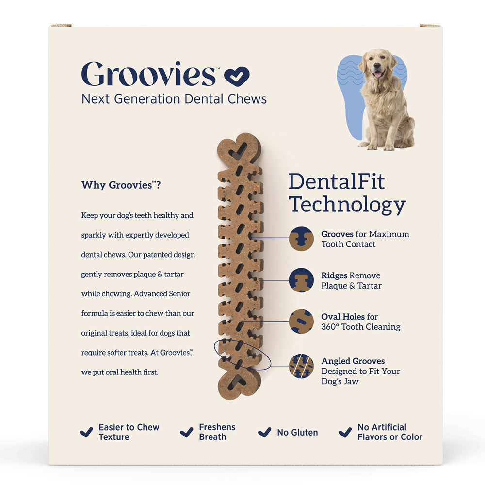 GROOVIES Senior Dog Dental Chews Gravity Box X-Large 12ct