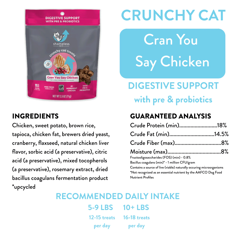 SHAMELESS PETS Crunchy Cat Treats Catnip N Chill 2.5oz