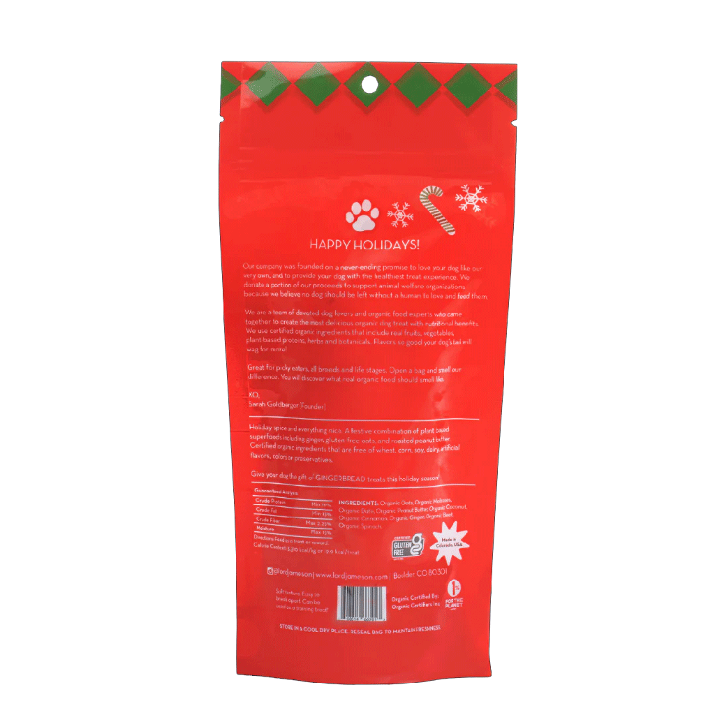 LORD JAMESON Holiday Organic Dog Treats Gingerbread 6oz