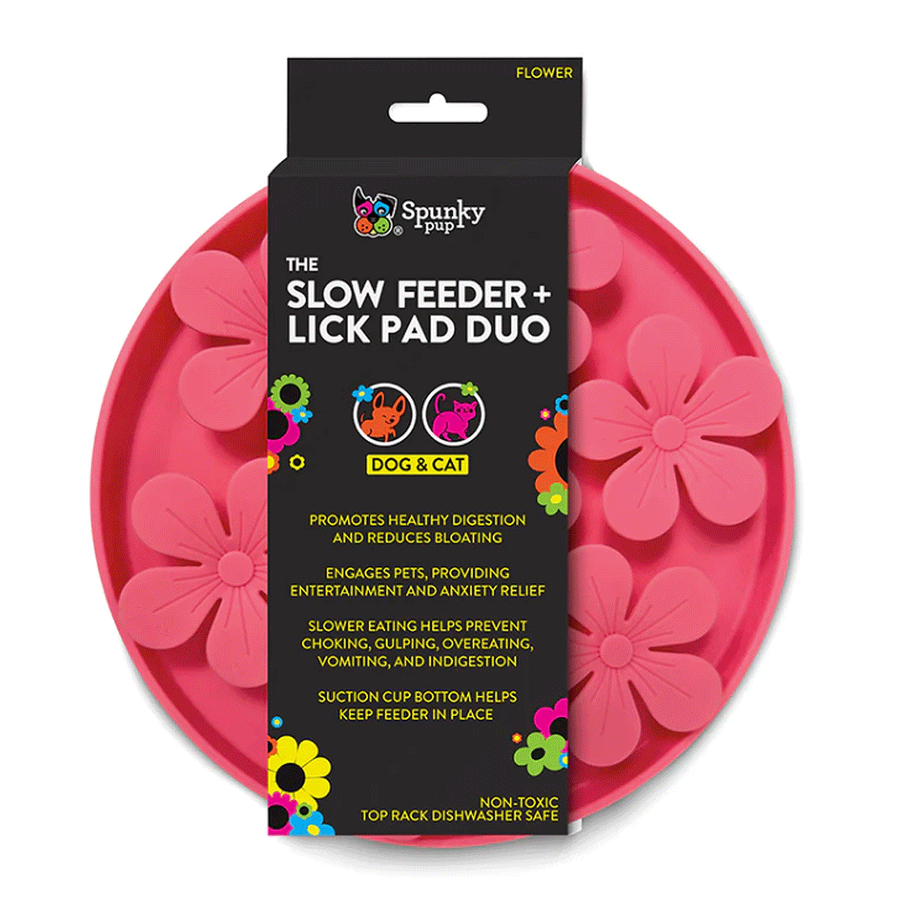 SPUNKY PUP Slow Feeder & Lick Pad Duo Flower