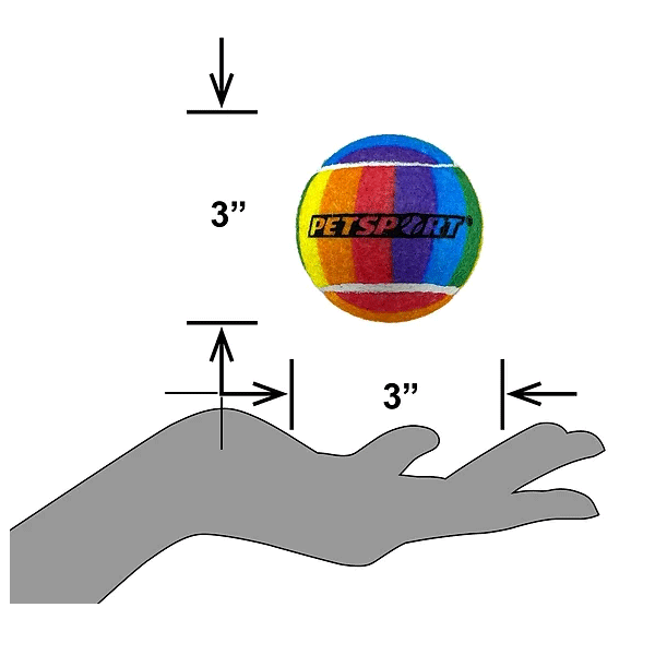 PETSPORT Rainbow Squeak Ball 2.5" 3pk