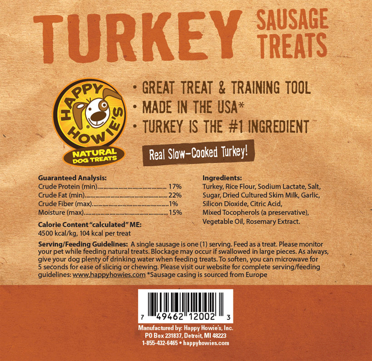 HAPPY HOWIE'S Baker's Dozen Turkey Sausage Treats 4"