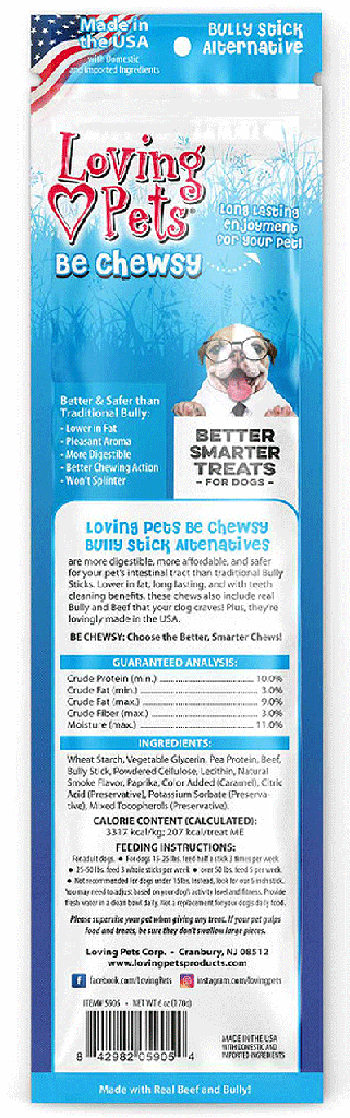 LOVING PETS Be Chewsy Bully Sticks Alternative Chews 10" 3pk