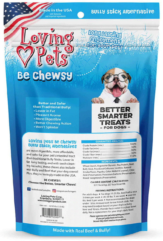 LOVING PETS Be Chewsy Bully Sticks Alternative Chews 10" 20pk