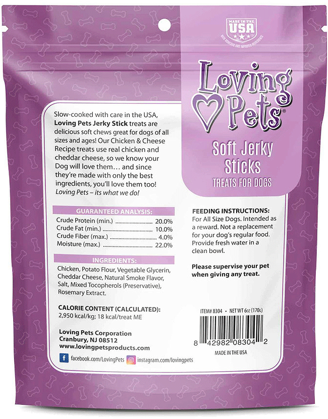 LOVING PETS Soft Jerky Sticks Chicken & Cheese 6oz