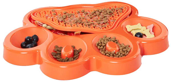 PetDreamHouse PAW 2-in-1 Lick Pad w/Slow Feeder Orange