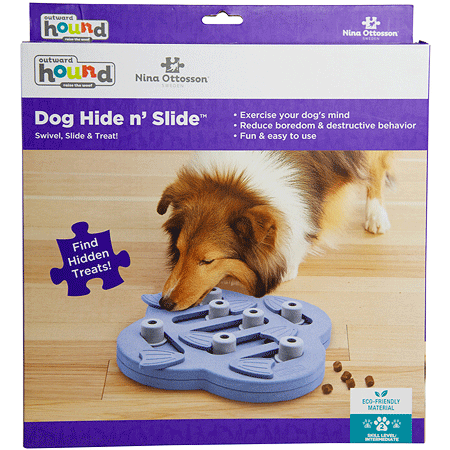 OUTWARD HOUND Dog Hide N' Slide Treat Puzzle Dog Toy Purple