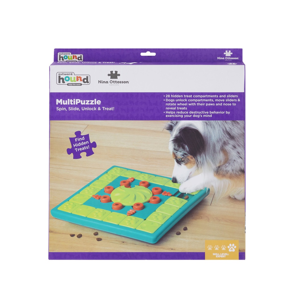 OUTWARD HOUND MultiPuzzle Dog Treat Puzzle Toy Blue