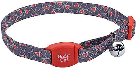 COASTAL Safe Cat Collar w/Magnet - Salmon Heart Charcoal