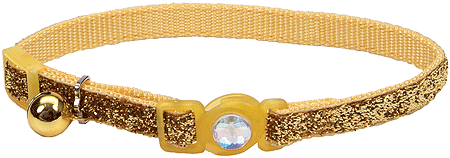 *COASTAL Safe Cat Fashion Collar 3/8 x 8-12 Inch - Gold Glitter