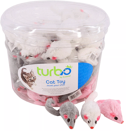 COASTAL TURBO CAT TOY BIN Furry Mice 90ct