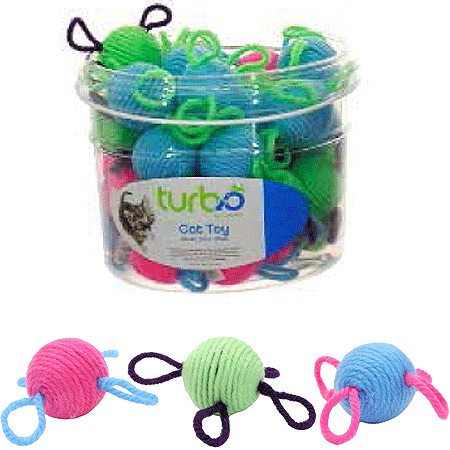 COASTAL TURBO CAT TOY BIN Wool Balls 36ct