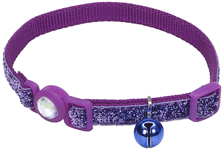 *COASTAL Safe Cat Fashion Collar 3/8 x 8-12 Inch - Purple Glitter