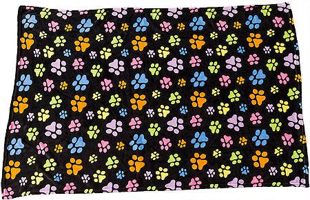 ETHICAL/SPOT Snuggler Blanket Rainbow Pawprints Black 30x40