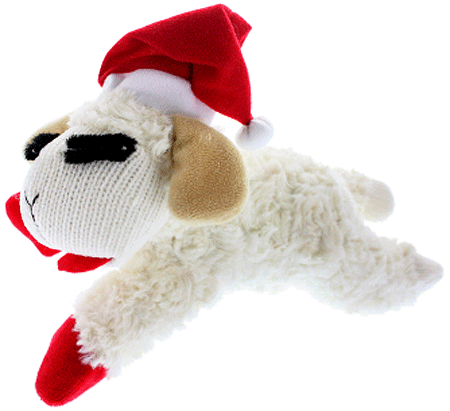 MULTIPET Holiday Lamb Chop w/Santa Hat - Mini 6"