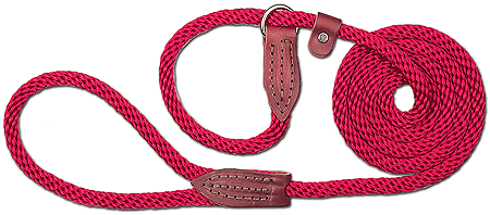 LEATHER BROTHERS British Rope Slip Lead 6' Red