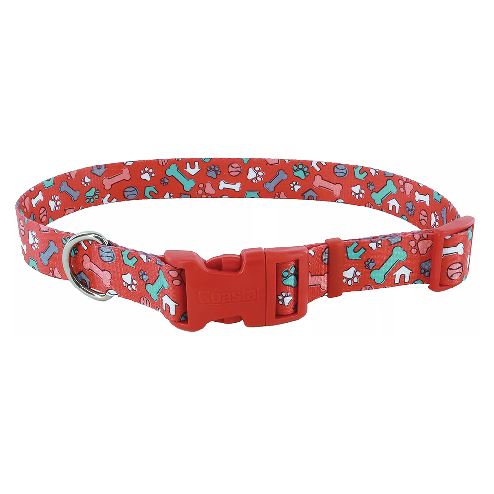 PET ATTIRE Styles Adjustable Collar 3/8 x 8-12 Red Bone