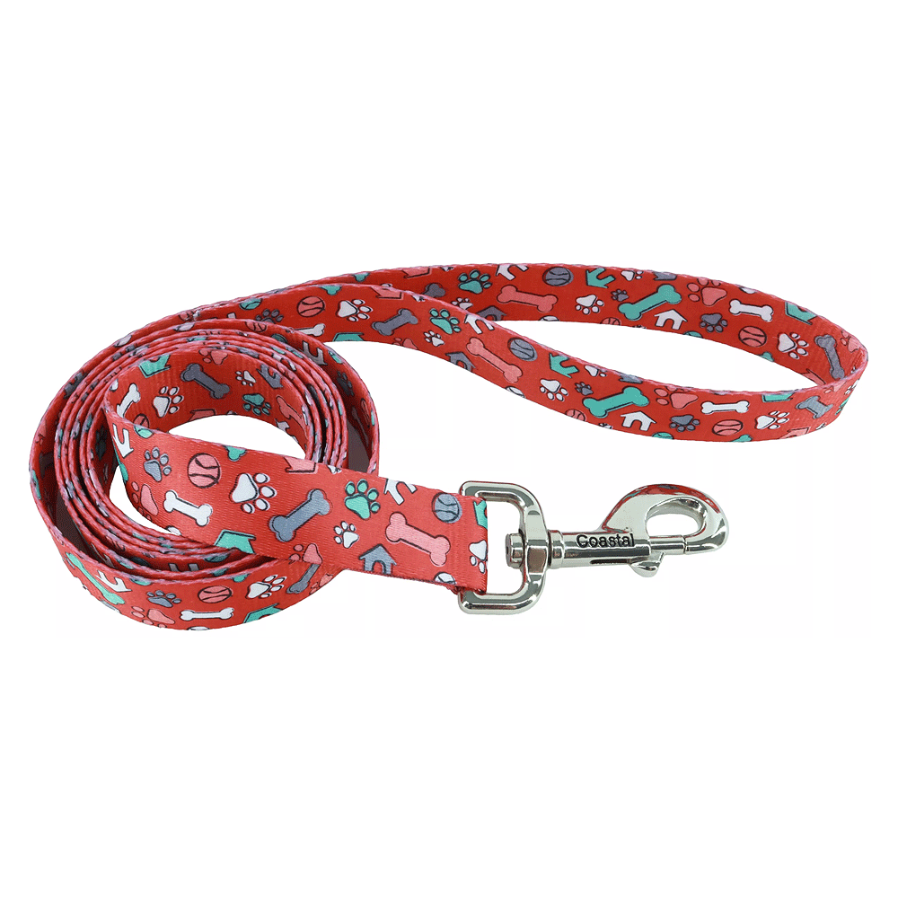 PET ATTIRE Styles Dog Leash 1 x 6ft Red Bone