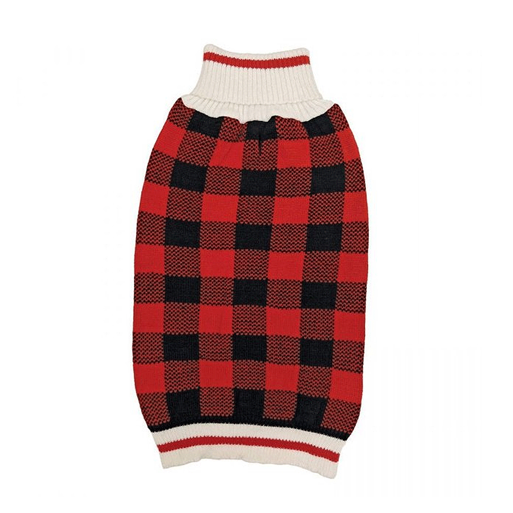 *FASHION PET Plaid Sweater M Red/Black