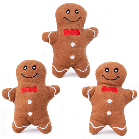 ZIPPY PAWS Holiday Miniz Gingerbread Men 3pk