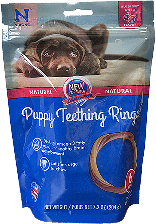 N-BONE Puppy Teething Rings Grain-Free Blueberry & BBQ 6pk