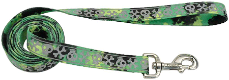 *COASTAL LazerBrite Patterned Leash 5/8 x 6' Lime Skulls