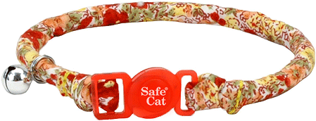 COASTAL Safe Cat Round Fashion Collar 3/8" x 8-12" Red Floral