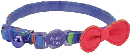 *COASTAL Safe Cat Embellished Fashion Collar 3/8" x 8-12" Stripe Blue