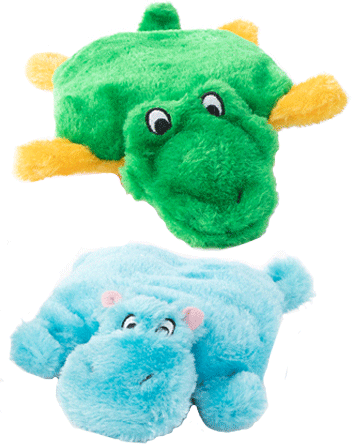 ZIPPY PAWS Squeakie Pad 2-Pack Hippo & Alligator