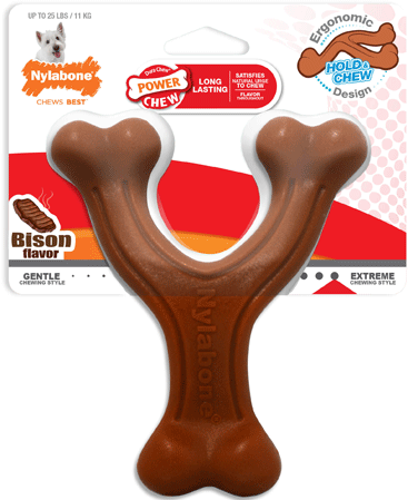 NYLABONE DuraChew Wishbone Power Chew Dog Toy Bison Regular