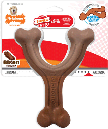 NYLABONE DuraChew Wishbone Power Chew Dog Toy Bison Giant