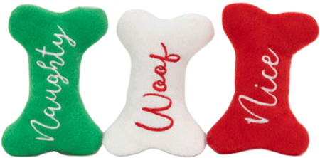 ZIPPY PAWS Holiday Miniz 3-Pack Naughty and Nice Bones