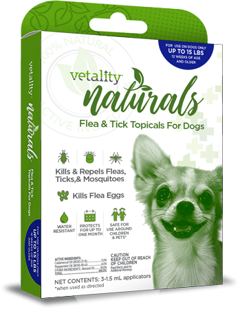 TEVRA Vetality Naturals Flea & Tick Topical for Dogs up to 15 lbs 3pk