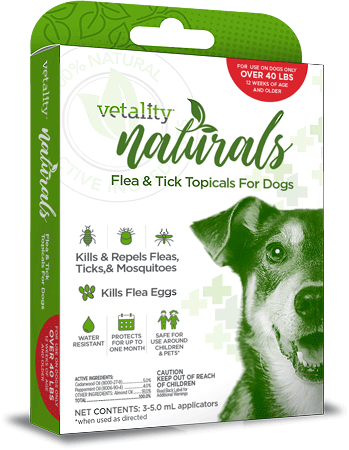 *TEVRA Vetality Naturals Flea & Tick Topical for Dogs 40+ lbs 3pk