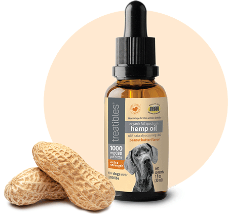 TREATIBLES 1000mg CBD Oil Dropper Bottle Peanut Butter 1oz