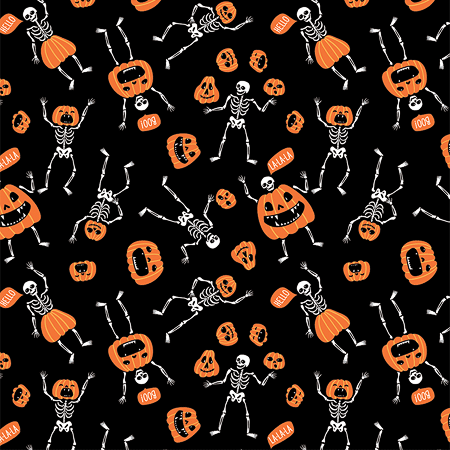 BANDANNA Halloween Skeletons & Pumpkin Glow 12pk