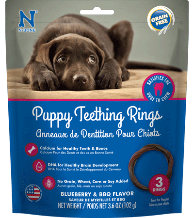 N-BONE Puppy Teething Rings Grain-Free Blueberry & BBQ 3pk