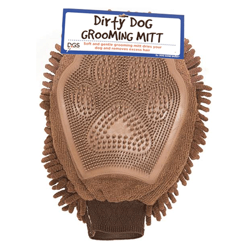 DGS Dirty Dog Grooming Mitt Brown