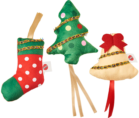 ETHICAL/SPOT Holiday Festive Catnip Cat Toy Asst 4"