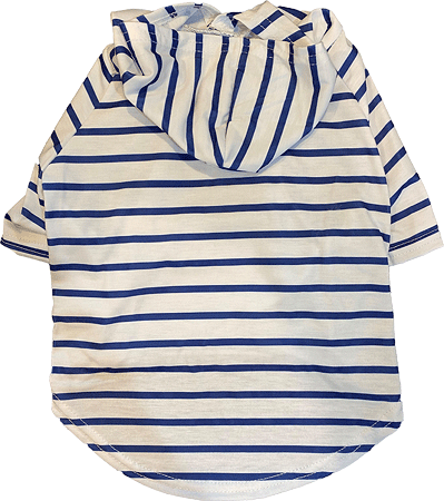 *FASHION PET Striped Hoodie Blue & White S