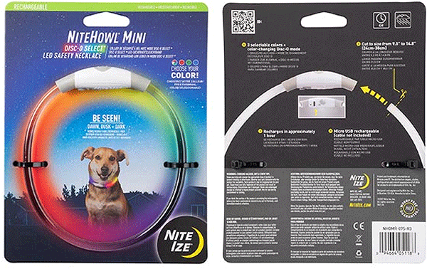 NITE IZE NiteHowl Mini Rechargeable LED Safety Necklace Disc-O-Select